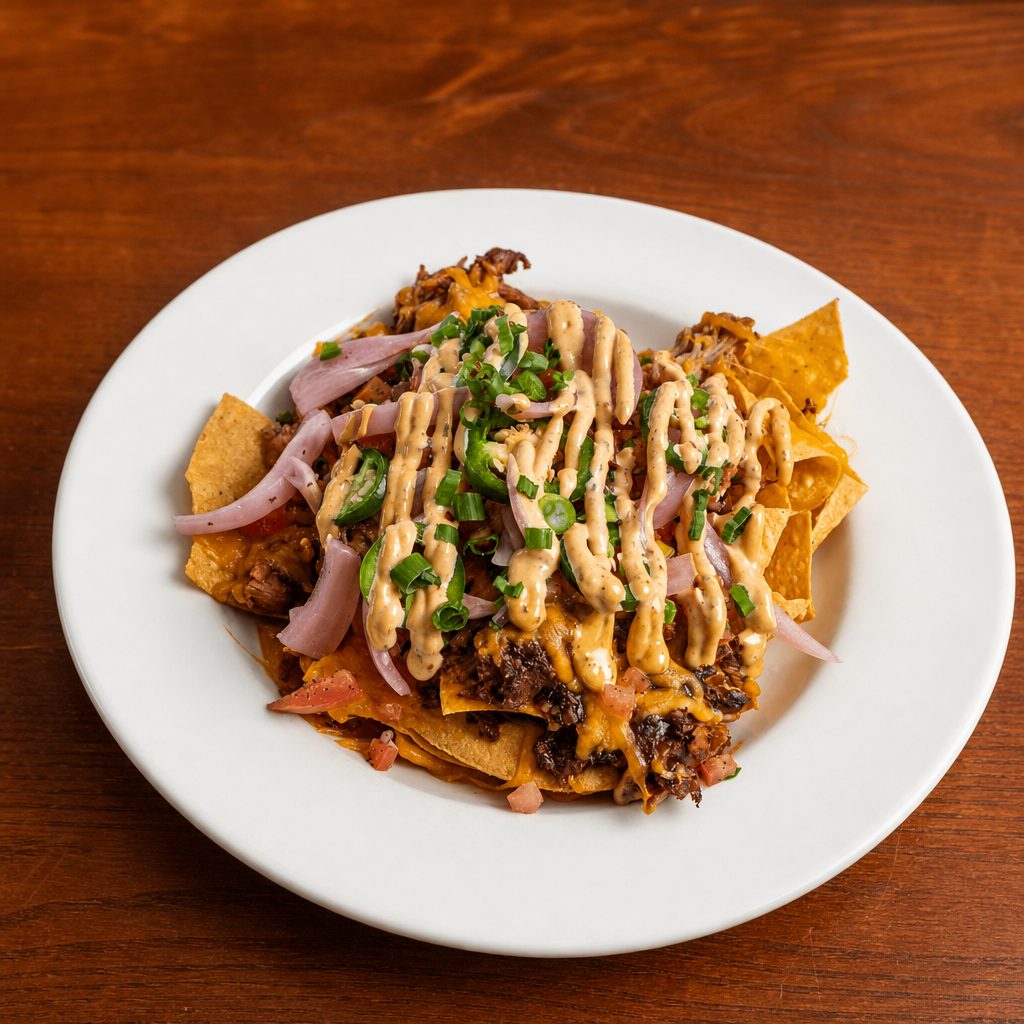 Loaded Pork Nachos.