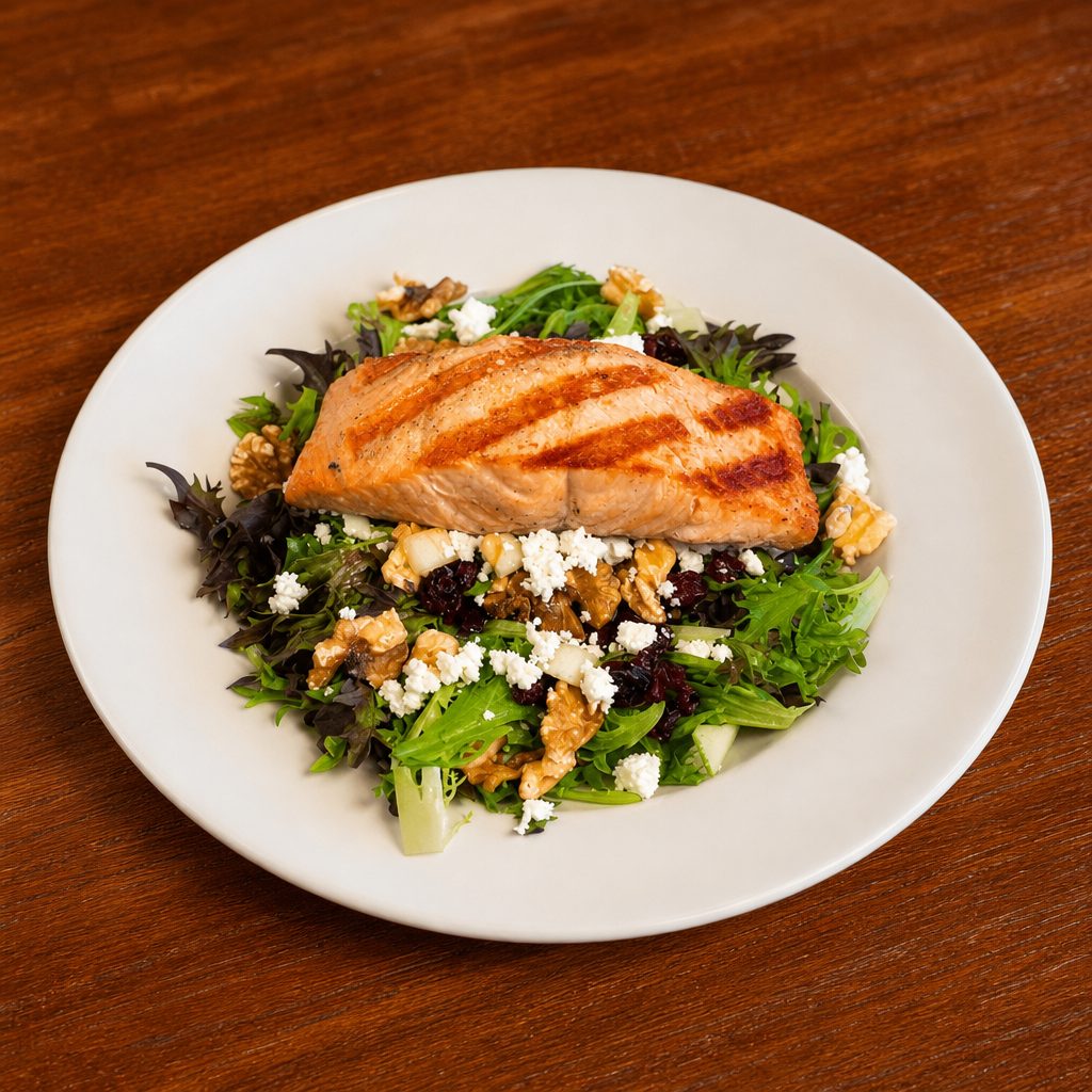 Maple Glazed Salmon Salad.